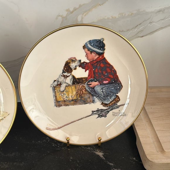 Set of 2 Norman Rockwell Gorham China 1971 4 Seasons Limited Edition Plates - Picture 3 of 9